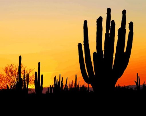 Aesthetic Cactus Sunset View Diamond Painting