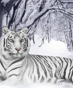 Aesthetic White Siberian Tiger Diamond Painting