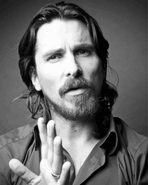 Black And White Christian Bale Diamond Painting