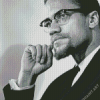 Black And White Malcolm X Diamond Painting