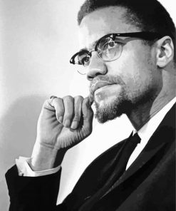 Black And White Malcolm X Diamond Painting