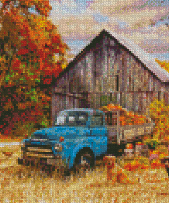 Blue Fall Truck Diamond Painting