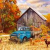 Blue Fall Truck Diamond Painting