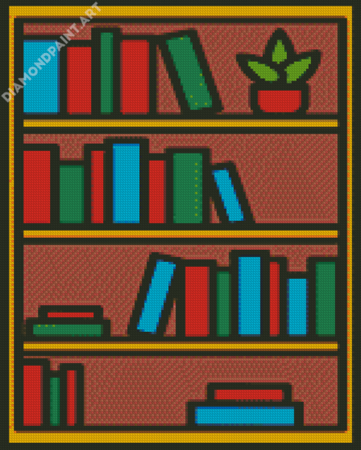 Bookshelf Illustration Diamond Painting