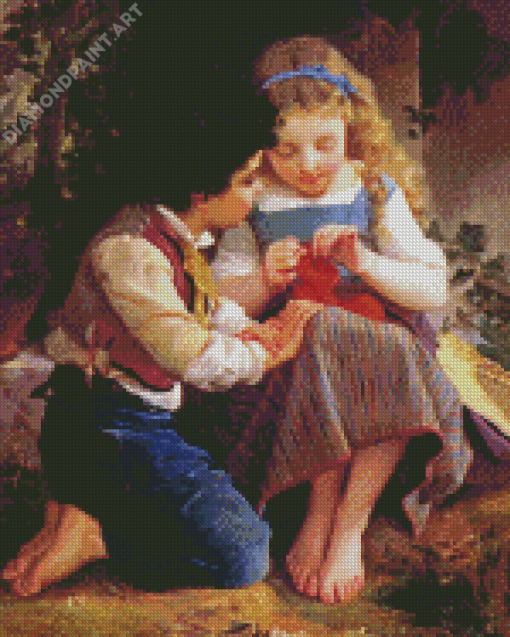 Boy And Girl Crocheting Diamond Painting