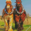 Brown And Blond Workhorses Diamond Painting