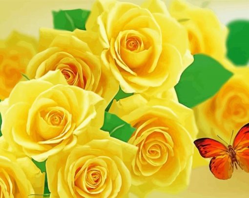 Butterfly Yellow Lilac Rose Diamond Painting