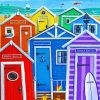 Colorful Beach Huts Diamond painting