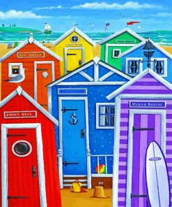 Colorful Beach Huts Diamond painting