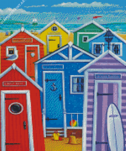 Colorful Beach Huts Diamond painting