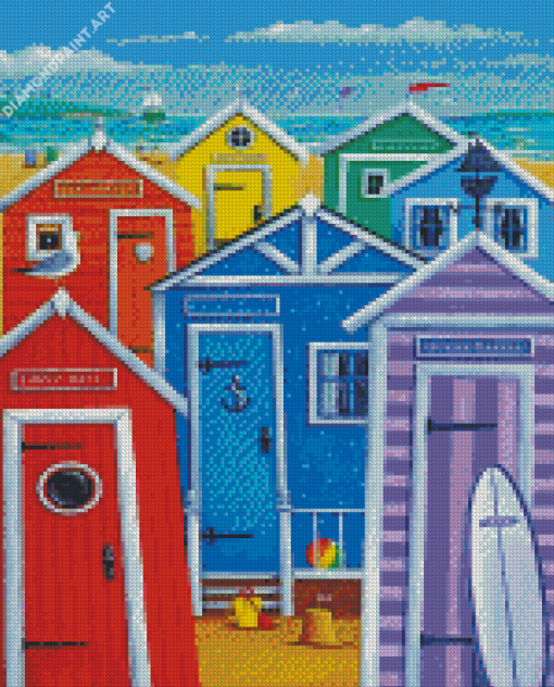 Colorful Beach Huts Diamond painting