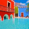 Colorful Buildings Hacienda Diamond Painting