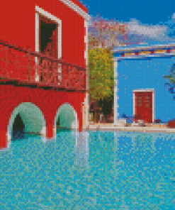 Colorful Buildings Hacienda Diamond Painting