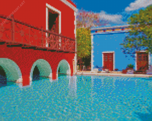 Colorful Buildings Hacienda Diamond Painting