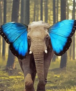 Elephant And Blue Butterfly Ears Diamond Painting