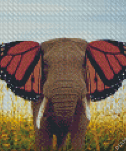 Elephant Animal And Butterfly Diamond Painting