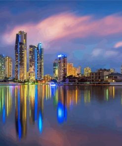 Gold Coast Buildings Reflection Diamond Painting