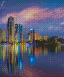 Gold Coast Buildings Reflection Diamond Painting