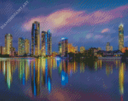 Gold Coast Buildings Reflection Diamond Painting