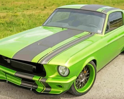 Green Mustang Car 1967 Diamond Painting