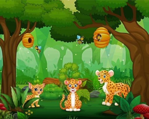 Leopard Family Jungle Animals Diamond Painting