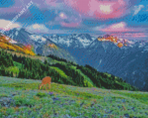 Olympic Mountains Landscape Diamond Painting