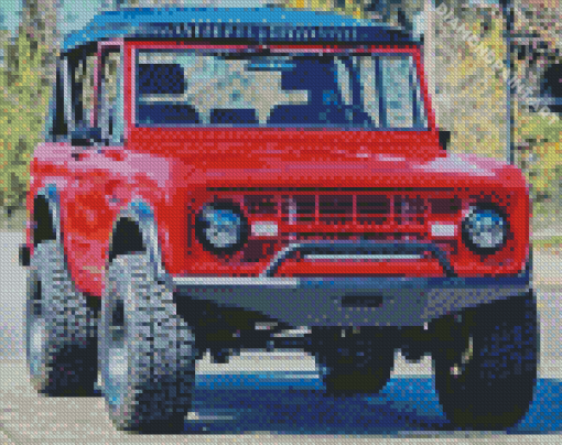 Red Bronco Ford Car Diamond Painting