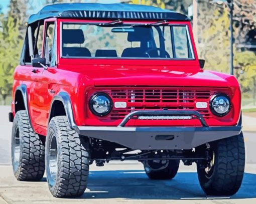 Red Bronco Ford Car Diamond Painting