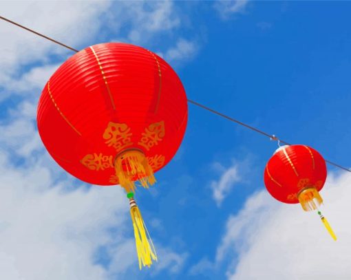 Red Paper Lanterns Diamond Painting