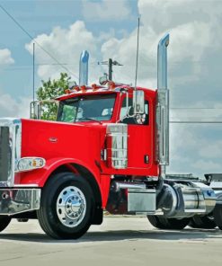 Red Peterbilt Semi Diamond Painting