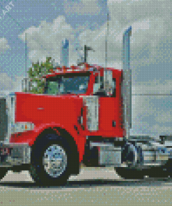 Red Peterbilt Semi Diamond Painting