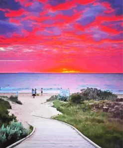 Sunset In Torquay Beach England 5D Diamond Painting