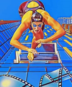 Swimmer In Swimming Competition Art 5D Diamond Painting