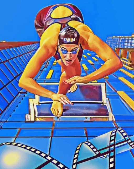 Swimmer In Swimming Competition Art 5D Diamond Painting