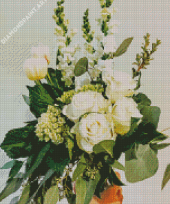 White Classy Ikebana Diamond Painting