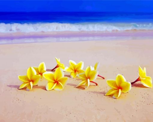 Yellow Flowers On Beach Diamond Painting