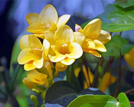 Yellow Flower Freesia Diamond Painting