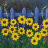 Yellow Flowers And Fence Art Diamond Painting