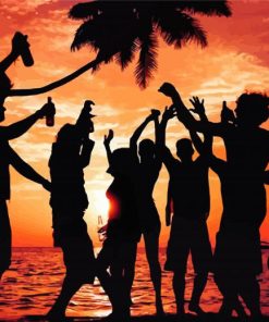 Beach Party Silhouette Diamond Painting