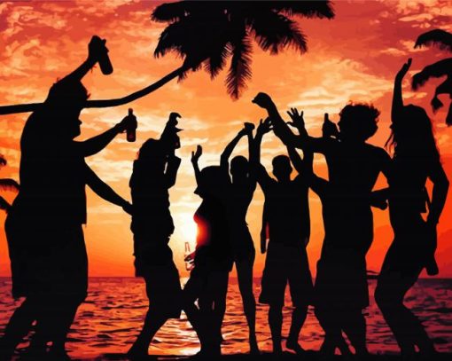 Beach Party Silhouette Diamond Painting