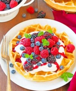 Belgian Waffle With Fruits Diamond Painting