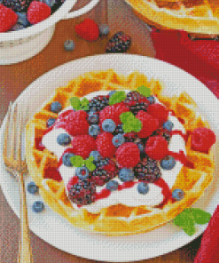 Belgian Waffle With Fruits Diamond Painting