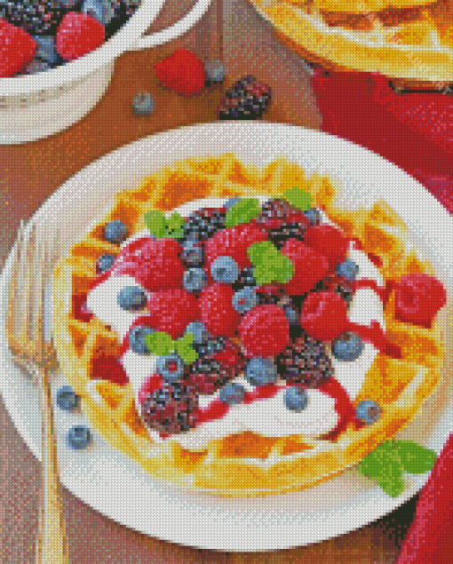 Belgian Waffle With Fruits Diamond Painting