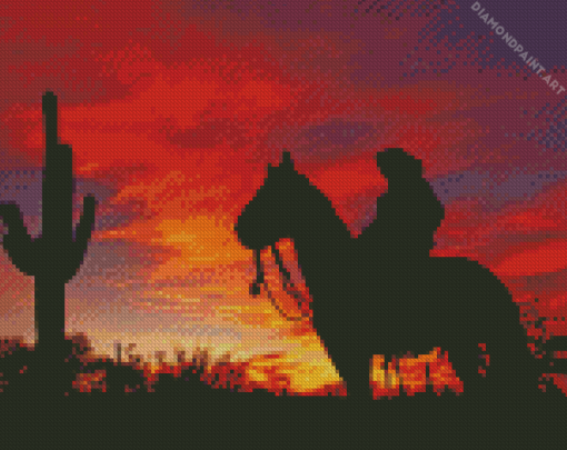 Cowboy In Arizona Silhouette Diamond Painting