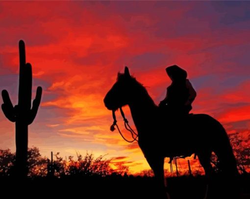 Cowboy In Arizona Silhouette Diamond Painting