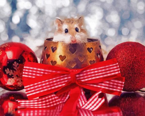 Cute Christmas Mouse Diamond Painting