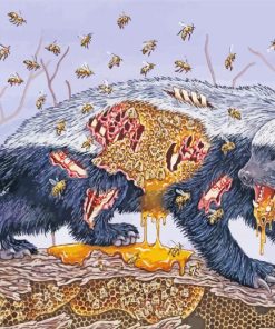 Honey Badger And Bees Art Diamond Painting