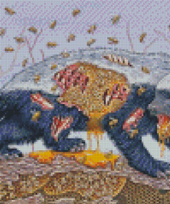 Honey Badger And Bees Art Diamond Painting