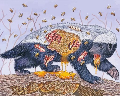 Honey Badger And Bees Art Diamond Painting