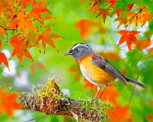 Lovely Robin In Autumn Diamond Painting